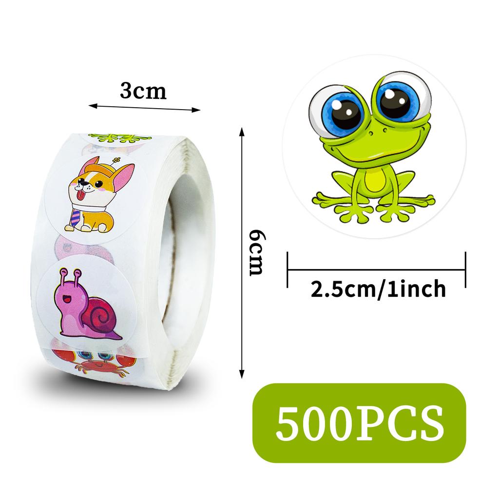 500pcs/roll Reward Stickers Cartoon Sealing Roll Stickers Hand Account Materials Decorative Envelopes Cute Sealing Stickers