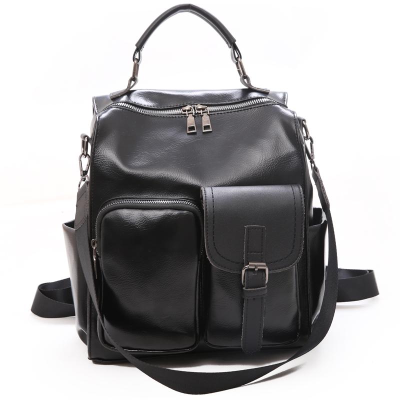 Vintage PU Leather Backpack Women Korean Style Large Capacity Fashion Shoulder Bag Casual Versatile Female Backpack For Travel