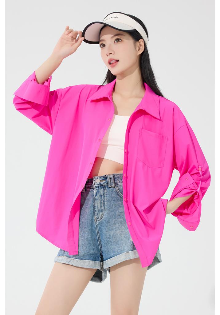 Summer sunscreen clothing lapel shirt women's light and breathable fashion outdoor ice mountaineering travel original yarn sunscreen clothing