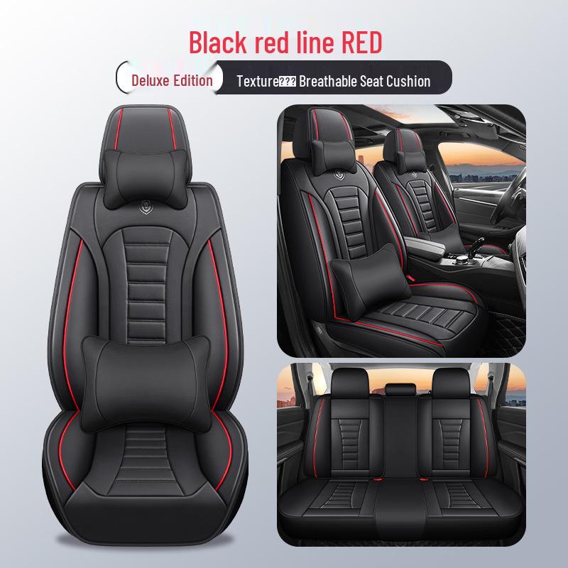 All-Season Universal Five-Seater Leather Car Seat Covers: Full Coverage Mats for Driver, Passenger, and Rear Seats
