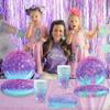 Mermaid Theme Birthday Party Decor Mermaid Disposable Tableware Paper Plates Cup Tablecloth For Girl Mermaid Party Decoration