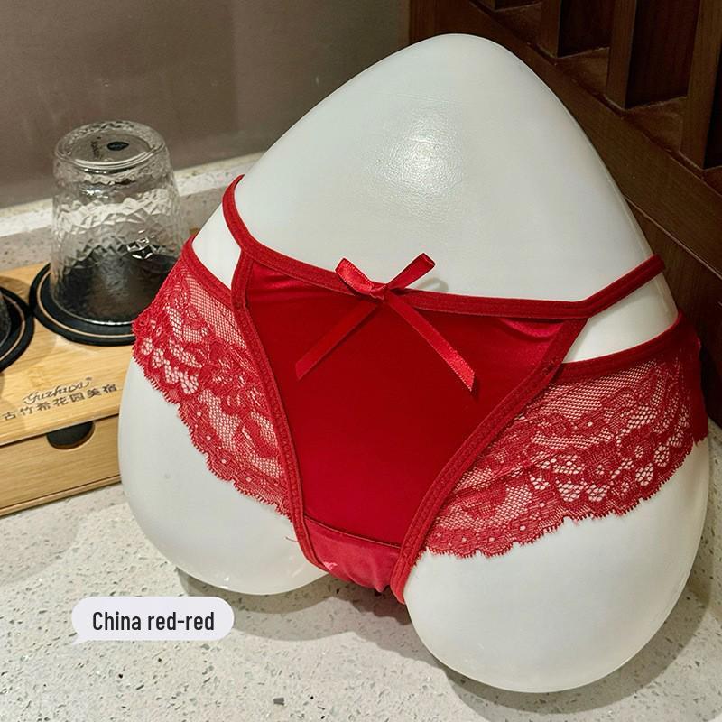 

Ephemeral Dream Vine - Women s French Style Satin Lace High-Slit Low-Waisted Panties 2025 M [40-50kg]