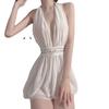 Sex underwear neck skirt French nightgown dinner bar uniform mesh backless perspective dress