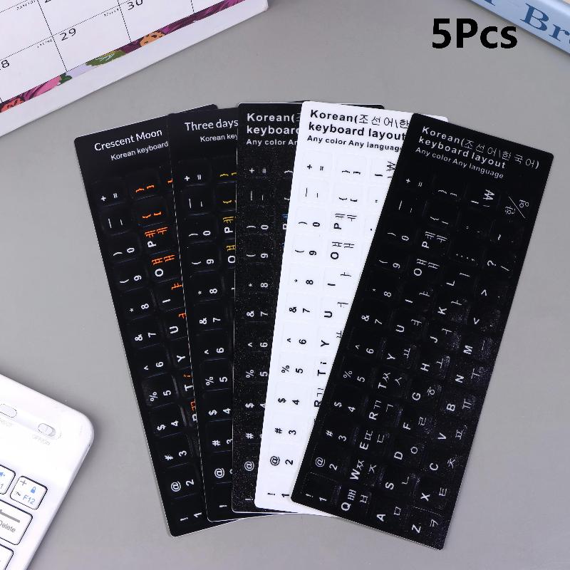 Waterproof Korean Keyboard Sticker 5Pcs Set PVC Material Decal Reusable for Laptop Desktop PC For Multilingual Users