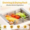 Extend Kitchen Sink Drain Basket, 2026 Upgrade Retractable Kitchen Sink, Adjustable Dish Drying Rack with Stainless Steel Drain Basket for Kitchen
