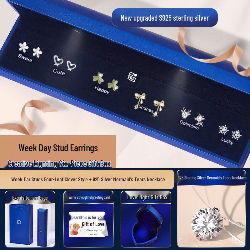 Sterling Silber Damen Ohrclips und Ohrstecker Set - Perfekt für Wochentage, Geburtstage oder Weihnachtsgeschenke.