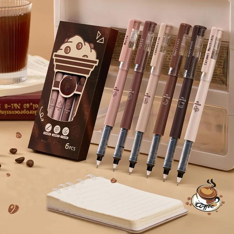 6 Teile/satz Kaffee Serie 0,5mm Gel Stift Hohe Kapazität Gel Tinte Stift Für Studenten Schnell Trocknend Schreiben Stift Schule Büro liefert Neue