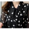 Spring Autumn Elegant Fashion Polka Dot Printing Shirt Ladies Long Sleeve Temperament Bow Blouse Women Casual Blouse