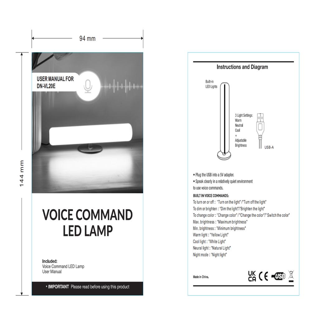 New 1pc Portable Dimmable LED Night Light with Voice Control, Multi-Colour Modes for Bedroom, Living Room, Study, Camping - Brig
