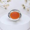 Sterling silver carnelian gemstone ring, designer ring, orange gem jewelry, gift for birthday