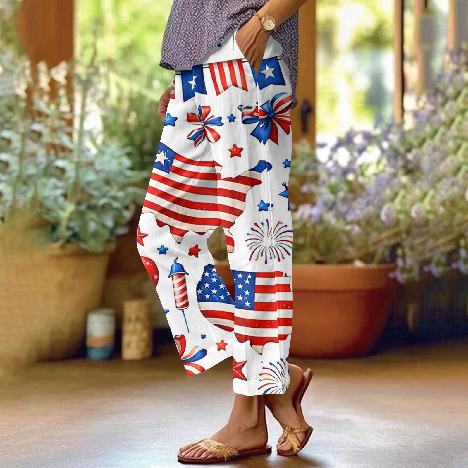 Женские повседневные модные принтованные прямые брюки с карманами L