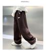Trendy Boys' Corduroy Fleece-Lined Wide-Leg Pants for Autumn and Winter