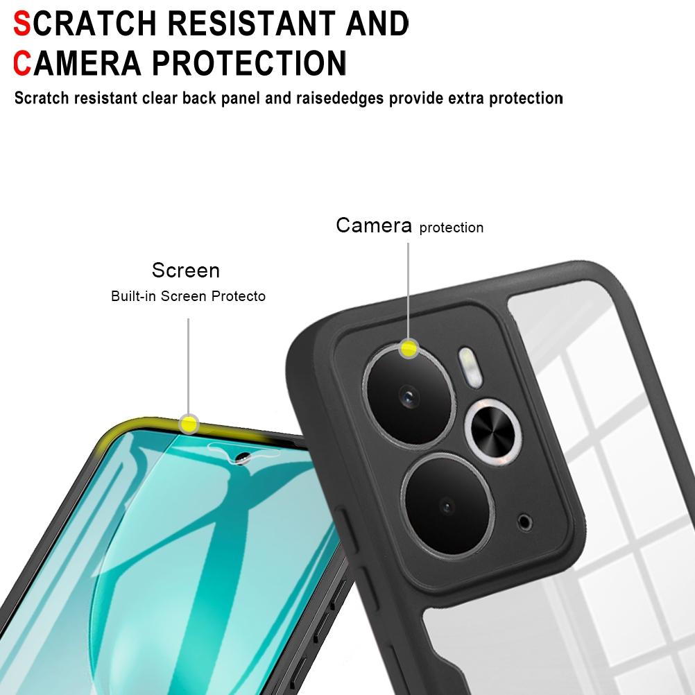 For Realme 14 5G Case Acrylic+TPU Clear Phone Cover with PET Screen Film