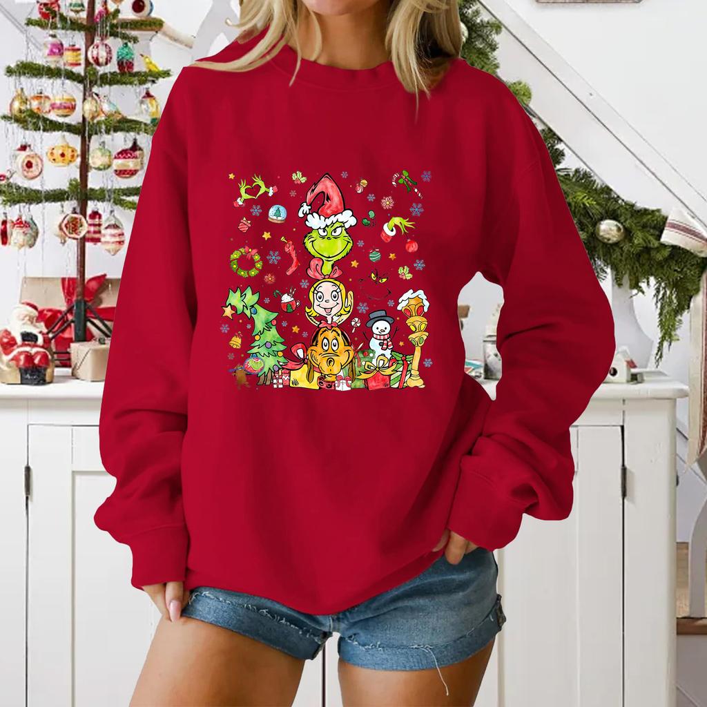 Women's Loose Comfortable Casual Fashionable Character Printing Round Neck Long Sleeved Sweatshirt