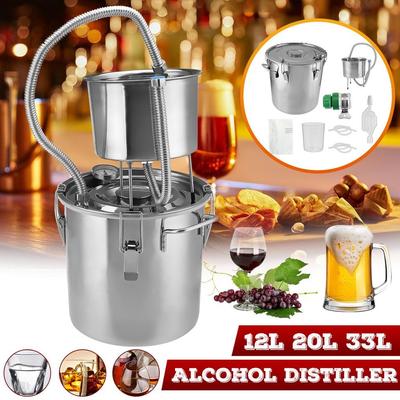 12//20/33L Distillatore in acciaio inossidabile Birra fatta in casa Moonshine Alcool Rame Distilleria Acqua di caldaia Olio essenziale di birra