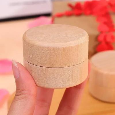 New Natural Wood Wooden Box Round Shape Mini Storage Container Container Box