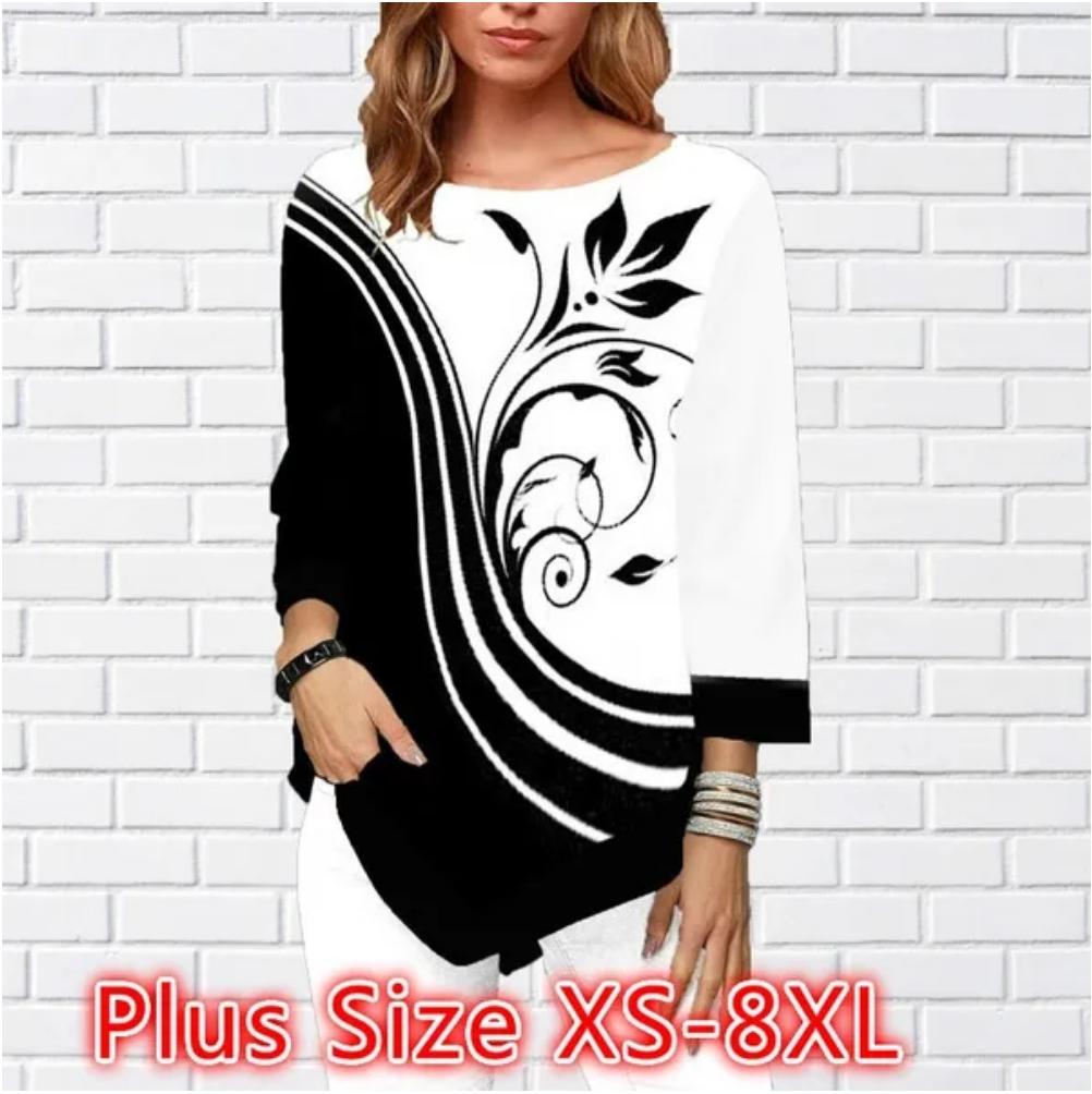 

Топы для женщин с 3D-цветочным принтом в диагональную полоску, круглым вырезом и длинным рукавом, футболка, осенний повседневный тонкий пуловер, женский топ с длинным рукавом