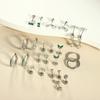 Nonallergenic Blocky Zirconia Ear Posts Set Surgical Steel Thin Jewelry For Sensitive Hearing Multiple Styles