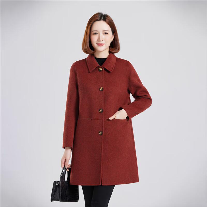 Fengmao Women's 100% Wool Double-Faced Mid-Length Coat