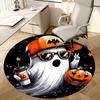 1pc Halloween Ghost with Pumpkin Coffee Cup Round Carpet, Office Chair Mat, Non Slip Rug for Home Decor, Gift, Office, Living Room, Bedroom