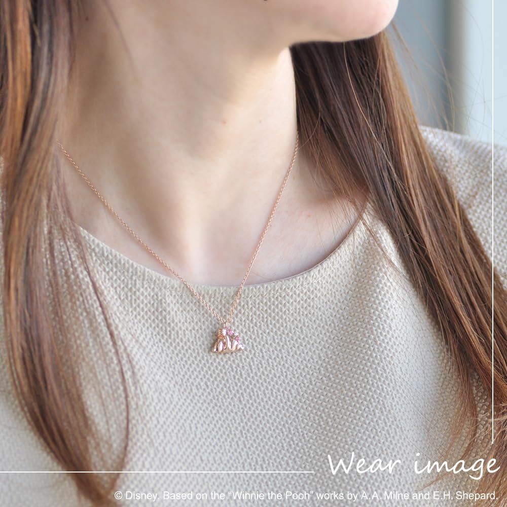 Disney Winnie the Pooh Silver Necklace Pendant with Pink Gold Plating and Honey Cubic Zirconia (VPCDSW0053)