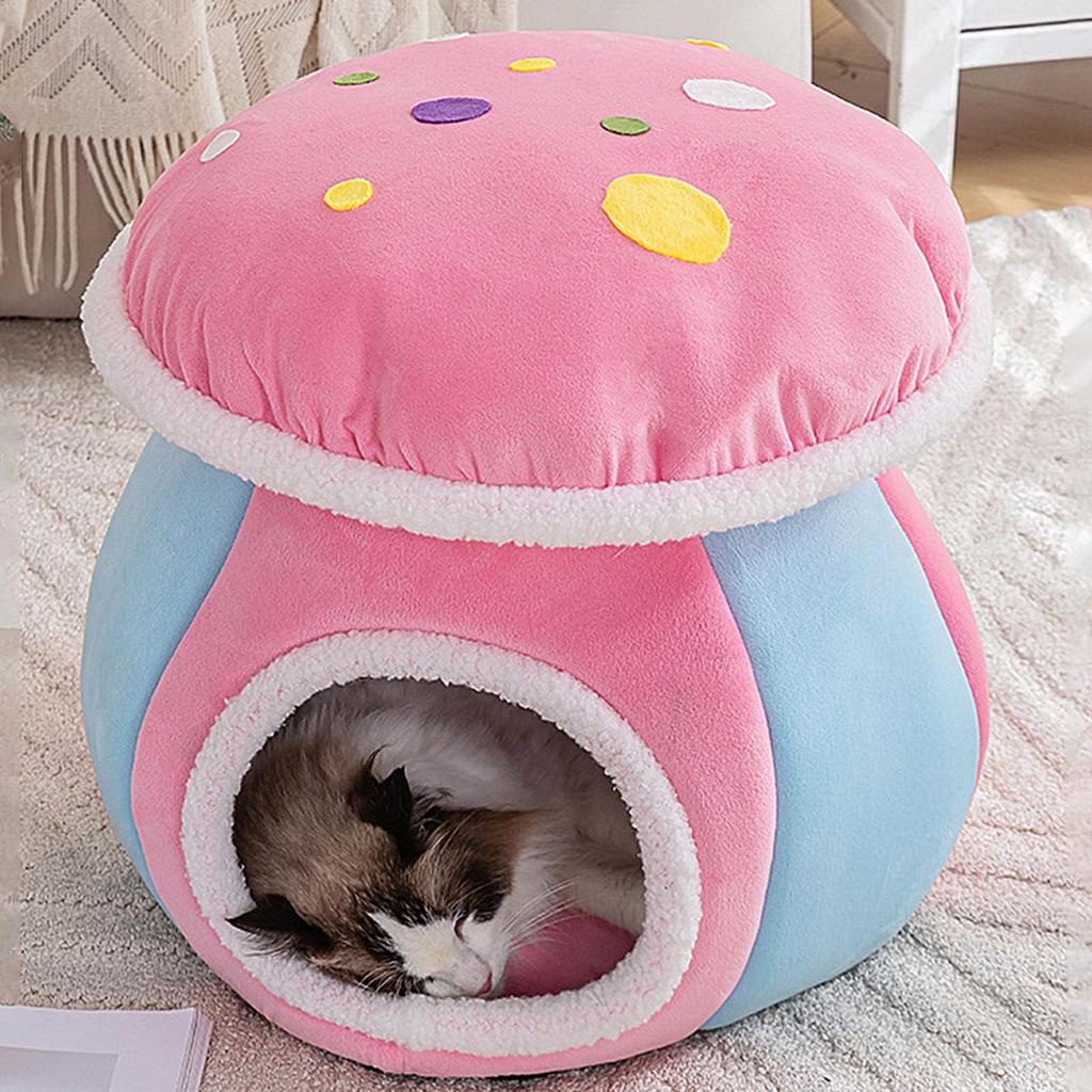 Cute Cat Bed Winter Warm Sleeping Nest With Removable Mat Cat Nest Bed For Puppy Animal Indoor Living Room Bedroom Balcony