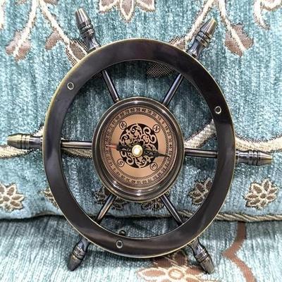 Brass Compass:  Ship Wheel, Engraved Gift