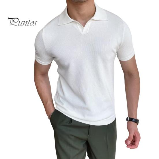 

Мужская летняя футболка с короткими рукавами, отложным воротником и V-образным вырезом, однотонный свободный пуловер средней длины для деловых мероприятий, офиса, свиданий XL белый