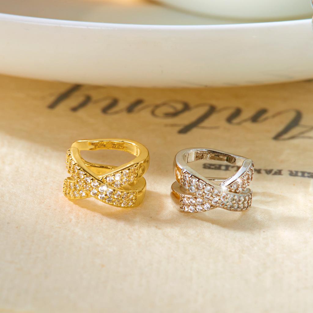 1PC Meatl Cubic Zirconia Ear Cuff Ear Clip for Women Zircon Cross Shape No Pierced Small Earring Fake Cartilage Piercing Jewelry