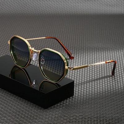 2026 New Men's Premium Polyhedron Sunglasses Retro Sunshade UV Sun Glasses Luxury Brand Designer Punk Popular Metal Eyeglasses