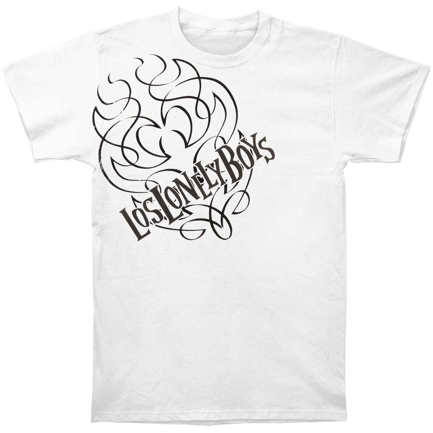 Men s Los Lonely Boys Flames T-shirt Small White 2XL