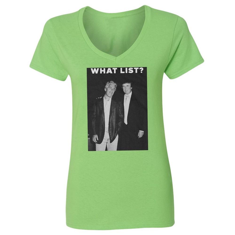 Вдохновлено Трампом-Эпштейном - Какой Список? Ретро Пик Женская футболка с V-образным вырезом Унисекс футболка L