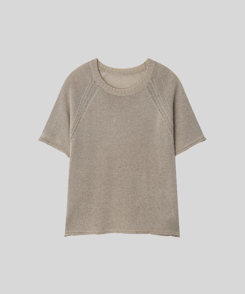 Oqual Hanji Cooling Round Short Sleeve Knit, Beige