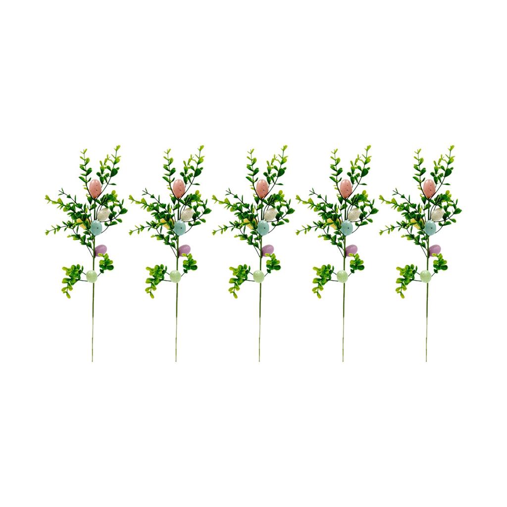 Artificial Flowers, Easter Colored Eggs Bunny Decorative Cuttings, Suitable For Home Party Vase Flower Arrangement Centerpiece, 5 Pcs