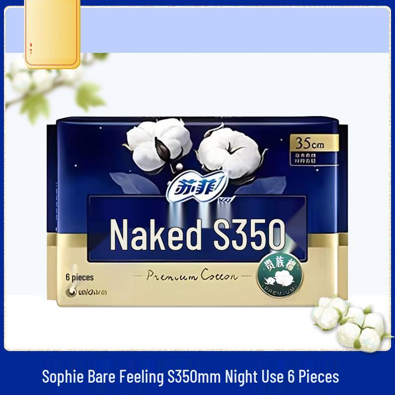 SOFY Naked Feel S Noble Cotton Night Use Pads 350mm, 6 Count