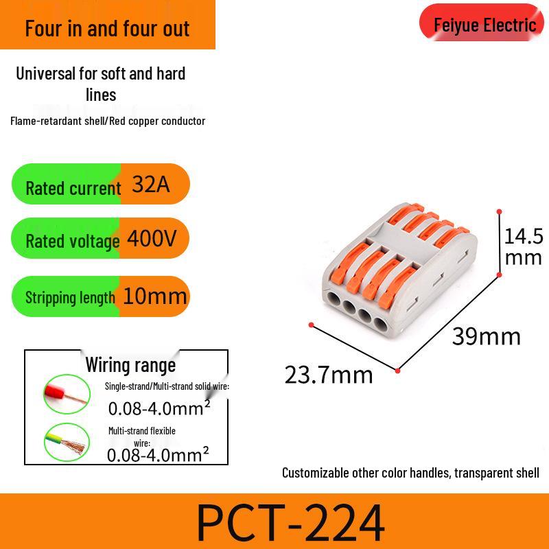 Fiyue PCT-222 Universal Quick Terminal Connector for Hard and Soft Wires