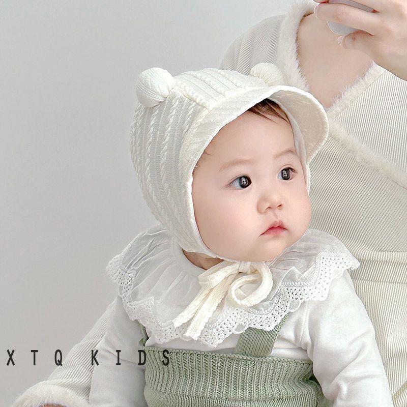

Baby Spring Autumn Knit Hat With Cute Ears For Infants Sun Protection Baby Gift бежевый
