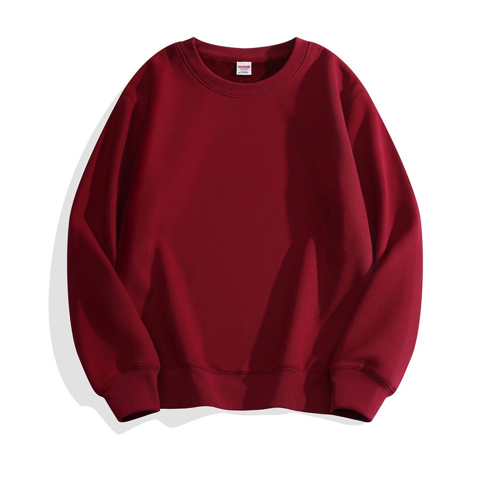 

Осенняя толстовка с круглым вырезом из флиса с двойной иглой, спускающимися плечами и повязками на голову, модная школьная одежда для студентов мужского и женского пола 4XL бордовый