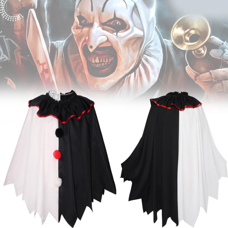 Versatile Scary Clown Cosplay Costume With Elegant Black And White Cloak For All Gender Adults