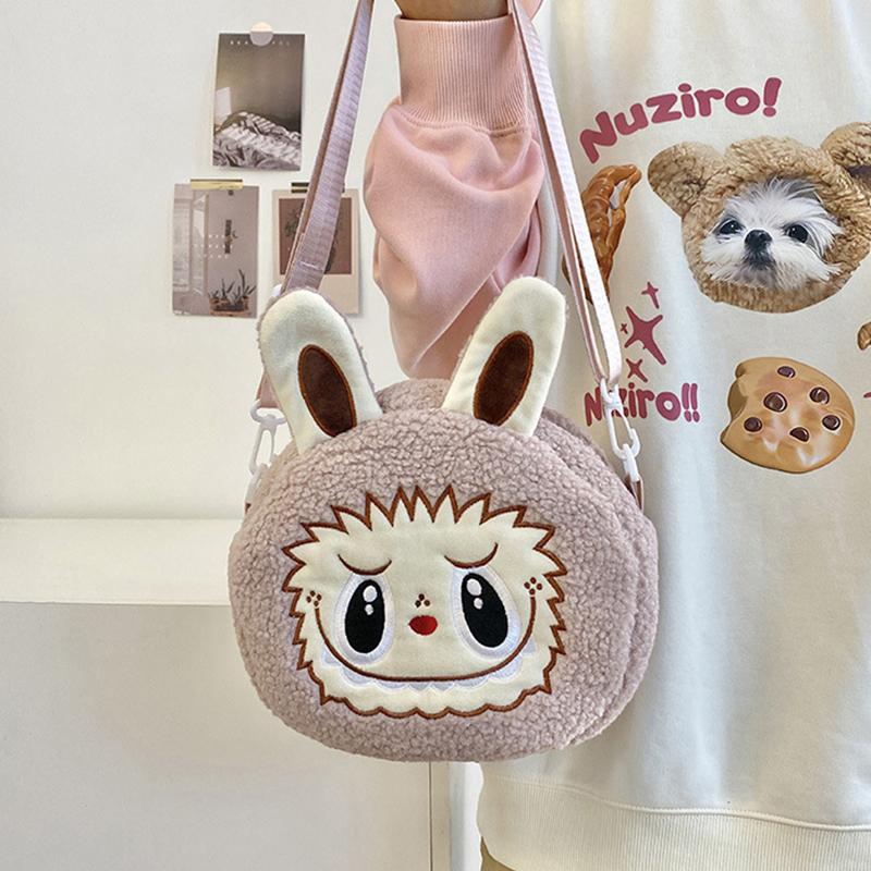 Cartoon Kawaii Labubu Shouder Bags Cute Versatile Plush Doll Backpack For Women Girls Simple Crossbody Bags Gifts