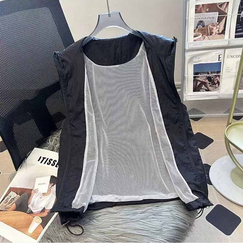 Vest for Women Cotton Sleeveless Tops Leisure Hooded Solid Color Thin Breathable Oversize Casual Vest
