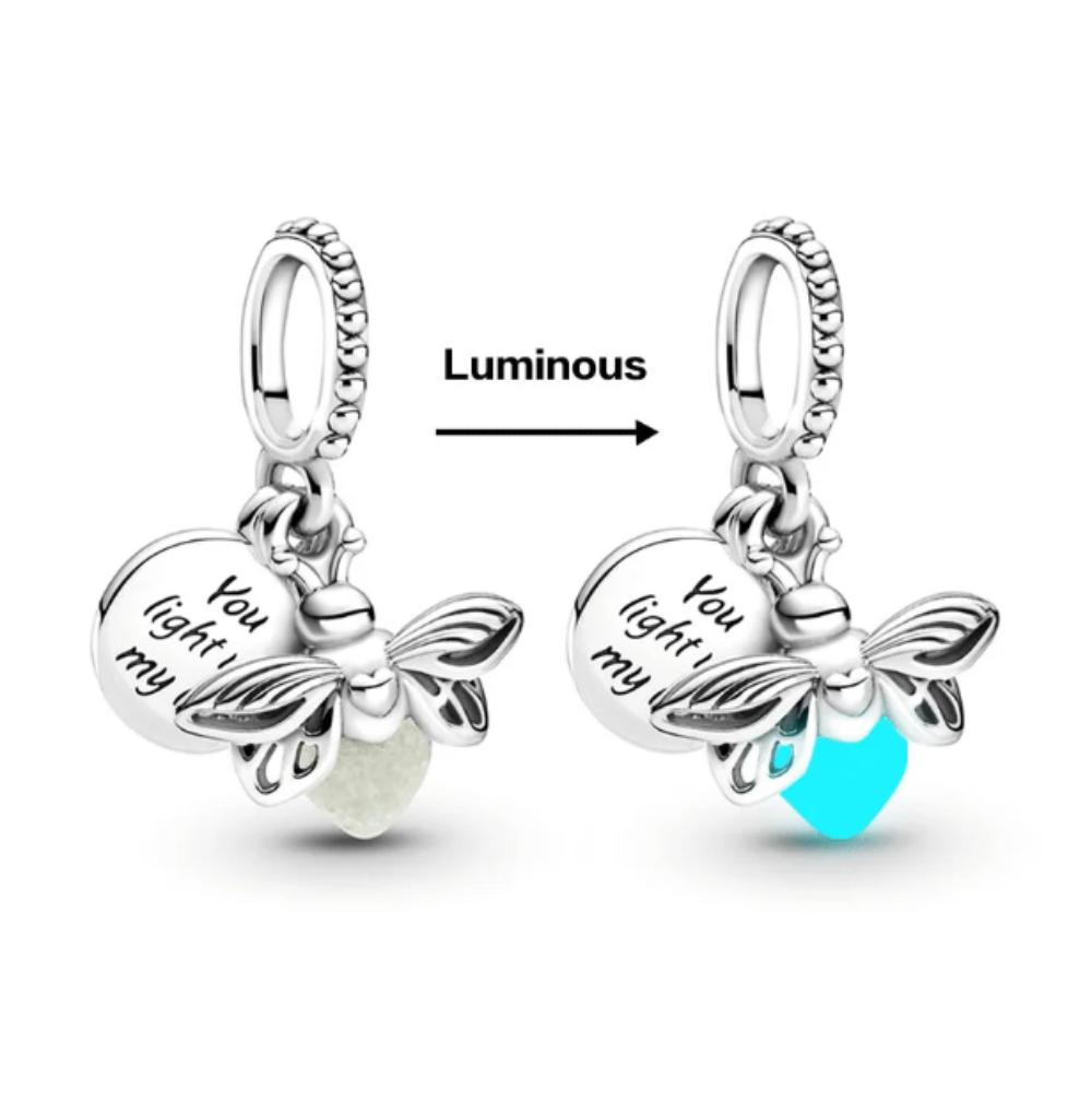 New Copper Exquisite Luminous Firefly Light Bulb Star Spider Pendant, Fit European Original Bracelet Necklace Diy Jewelry