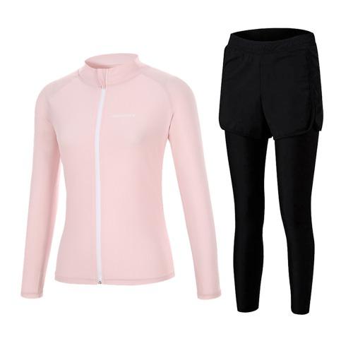 Akuatika Women'S Rash Guard Zip-Up Aqawjp23002+Wl Leggings & Shorts Set