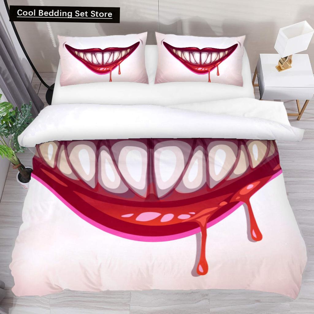Halloween King Queen Duvet Cover Horror Blood Hand Bedding Set for Teens Scary Red Blood Stains 2/3pcs Polyester Quilt Cover