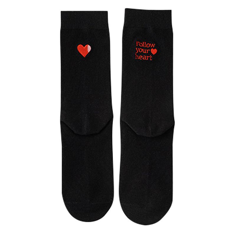 Chaussettes tube moyennes pour femmes, chaussettes en coton brodées AB Love, chaussettes à poils personnalisées pour filles, bas polyvalents