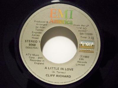 7inch Record CLIFF RICHARD  A Little In Love 8068 EMI America 1980 Canada Rock Used