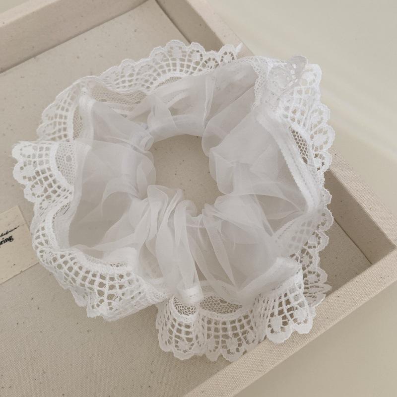 Beauty Jewelry At Will Mesh Lace Large Intestine Hair Band Fairy Sweet High Elastic Hair Rope Tied Flower