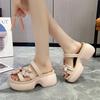 Fashion 7.5CM Designer Women Summer Chunky Sandals Platform Slippers High Heels Ladies Slides Beach Flip-Flop Woman Sandalias De Mujer
