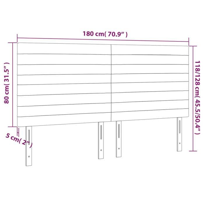 VidaXL Tête de Lit à LED Meuble de Chambre à Coucher Accessoire de Lit Double Tête de Cadre de Lit Intérieur Gris Foncé 3122625