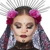 Smiffys Womens/Ladies Deluxe Sunburst Day Of The Dead Headband & Veil